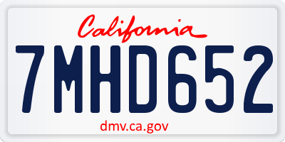 CA license plate 7MHD652