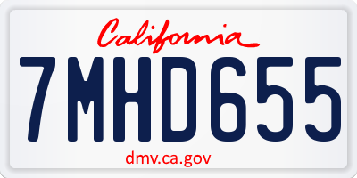 CA license plate 7MHD655