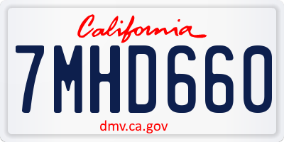 CA license plate 7MHD660