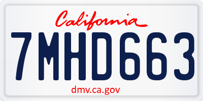 CA license plate 7MHD663