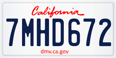 CA license plate 7MHD672