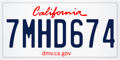 CA license plate 7MHD674