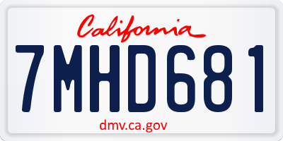CA license plate 7MHD681