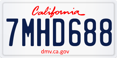 CA license plate 7MHD688