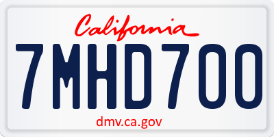 CA license plate 7MHD700