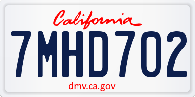 CA license plate 7MHD702
