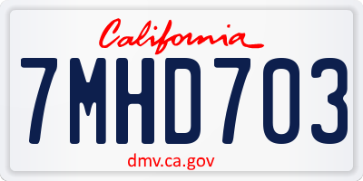 CA license plate 7MHD703