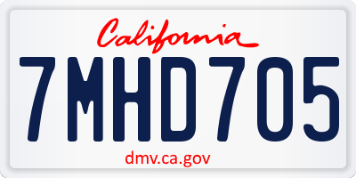 CA license plate 7MHD705