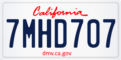 CA license plate 7MHD707