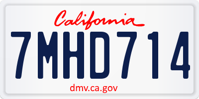 CA license plate 7MHD714