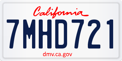 CA license plate 7MHD721