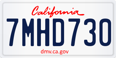 CA license plate 7MHD730