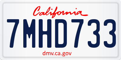 CA license plate 7MHD733