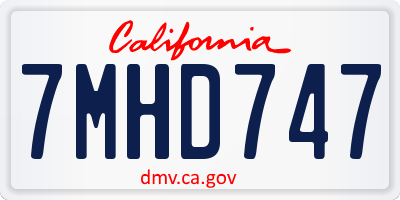CA license plate 7MHD747