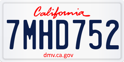 CA license plate 7MHD752