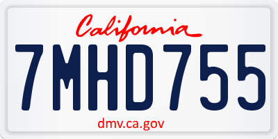 CA license plate 7MHD755