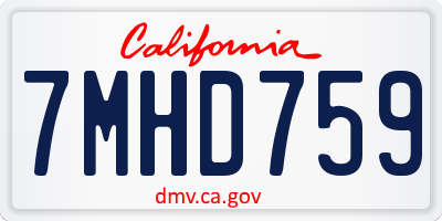 CA license plate 7MHD759