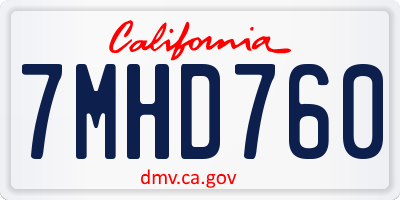 CA license plate 7MHD760