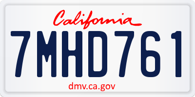 CA license plate 7MHD761