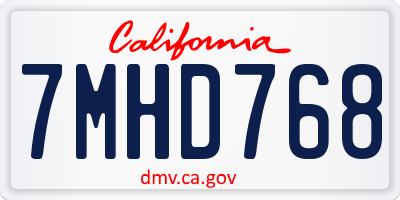 CA license plate 7MHD768