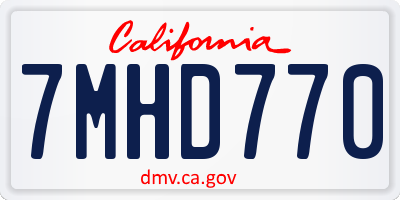 CA license plate 7MHD770