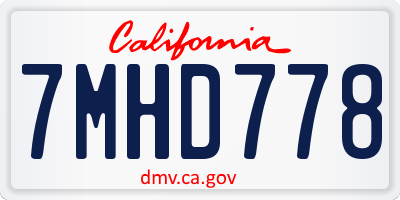 CA license plate 7MHD778