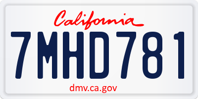 CA license plate 7MHD781