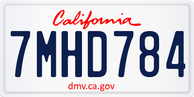 CA license plate 7MHD784