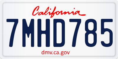 CA license plate 7MHD785