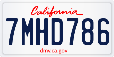 CA license plate 7MHD786