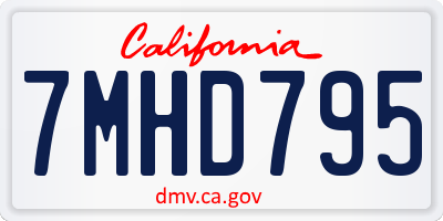 CA license plate 7MHD795