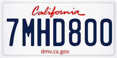CA license plate 7MHD800