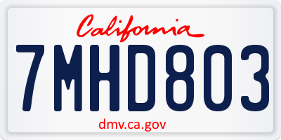 CA license plate 7MHD803