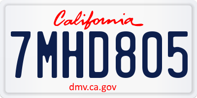 CA license plate 7MHD805