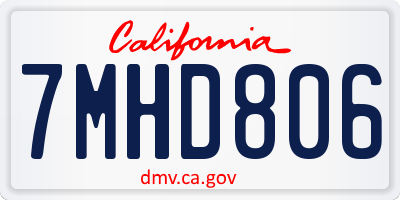 CA license plate 7MHD806