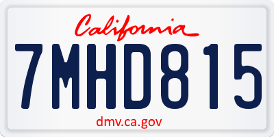 CA license plate 7MHD815