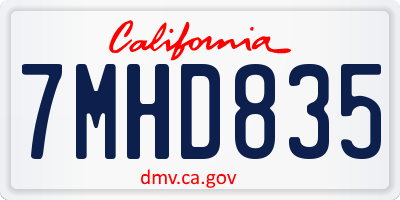 CA license plate 7MHD835