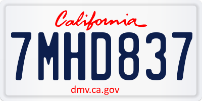 CA license plate 7MHD837