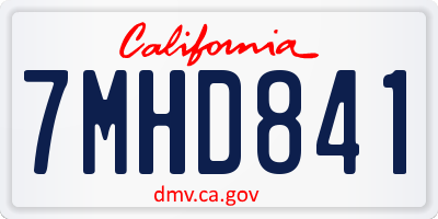 CA license plate 7MHD841