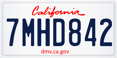 CA license plate 7MHD842