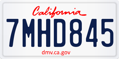 CA license plate 7MHD845