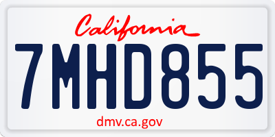 CA license plate 7MHD855