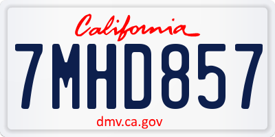 CA license plate 7MHD857