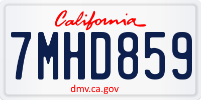 CA license plate 7MHD859