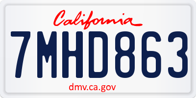 CA license plate 7MHD863
