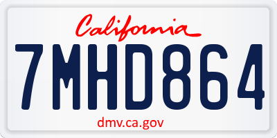 CA license plate 7MHD864