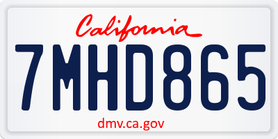 CA license plate 7MHD865