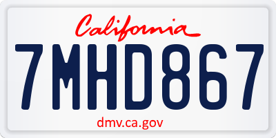 CA license plate 7MHD867