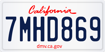 CA license plate 7MHD869