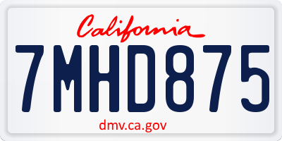 CA license plate 7MHD875